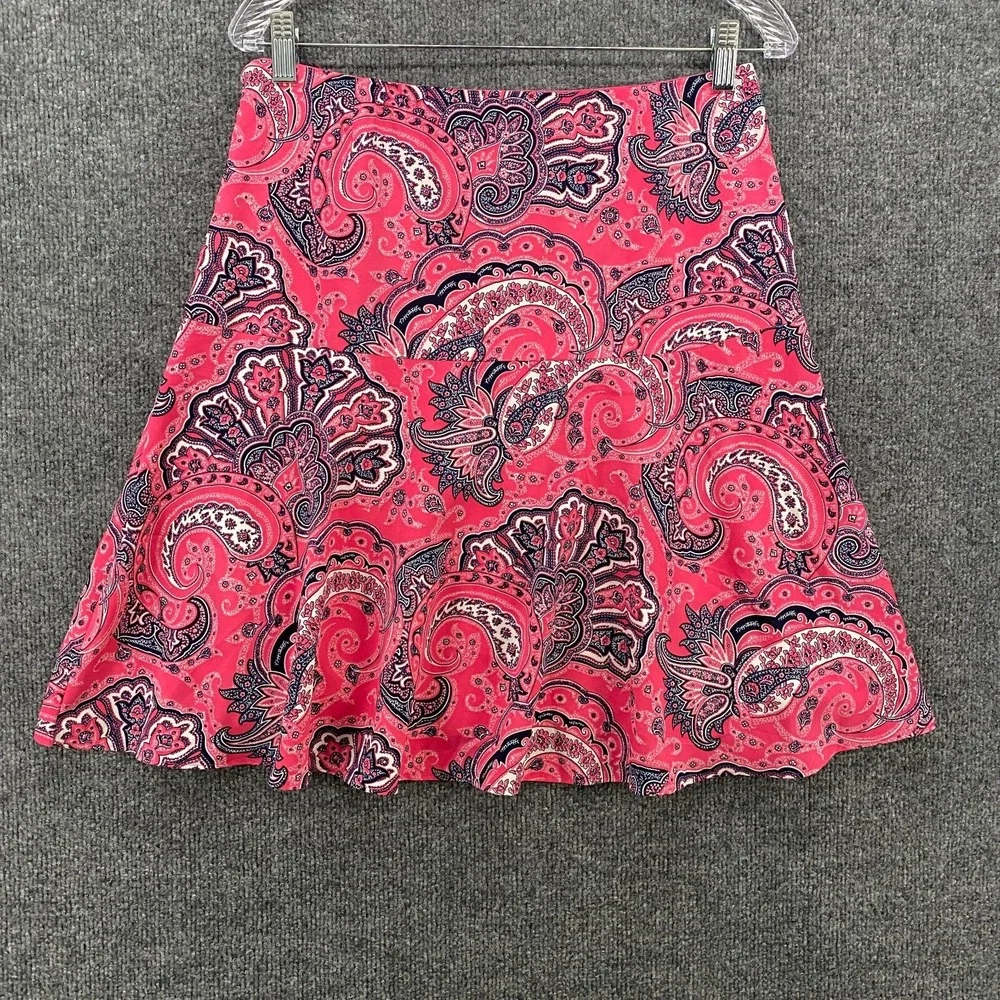 Vintage 90s Lauren Ralph Skirt 4 Pink Paisley Mid Rise Fit Flare Flowy Y2K Fairy
